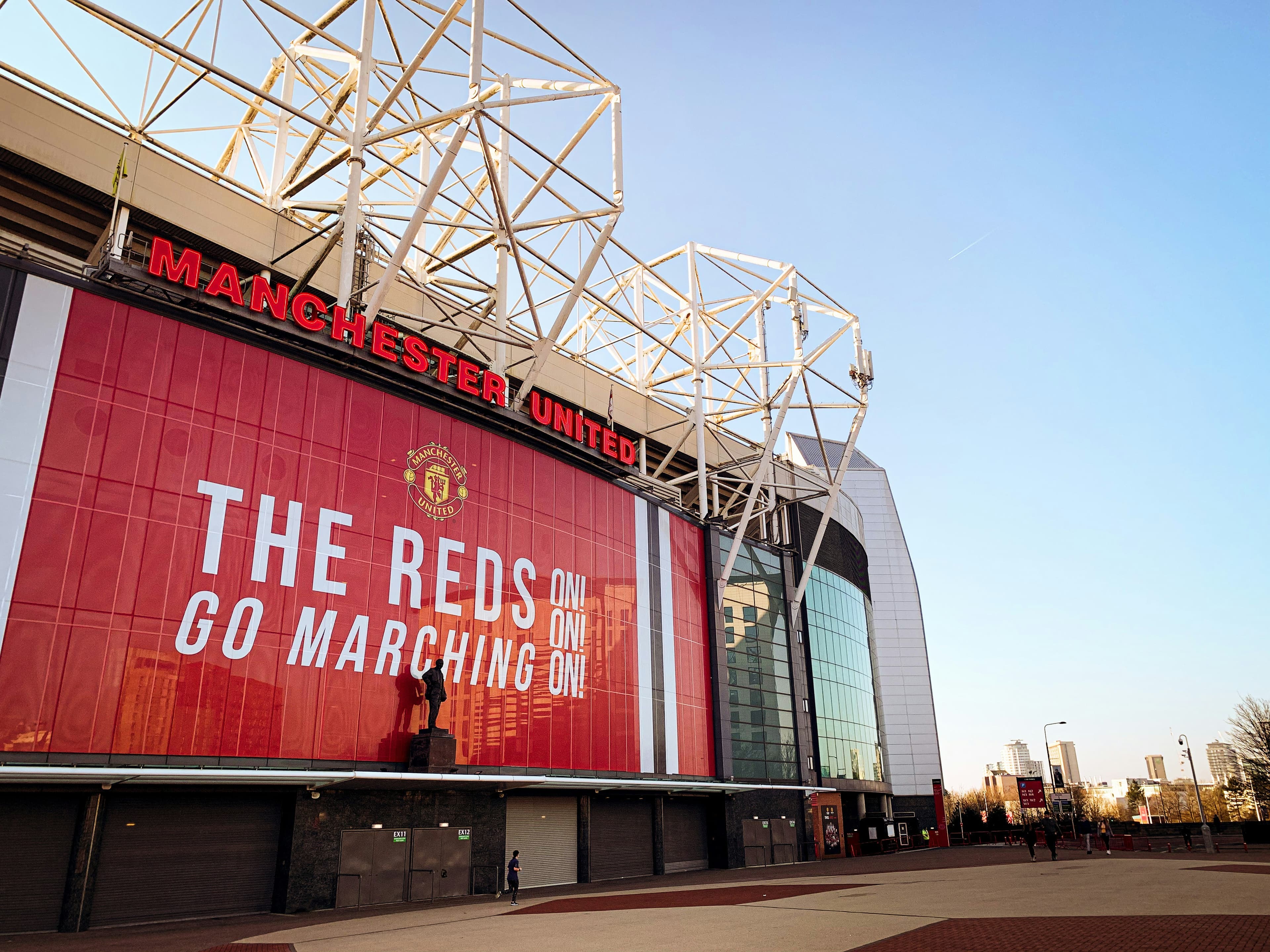 Old Trafford exterior at sunset