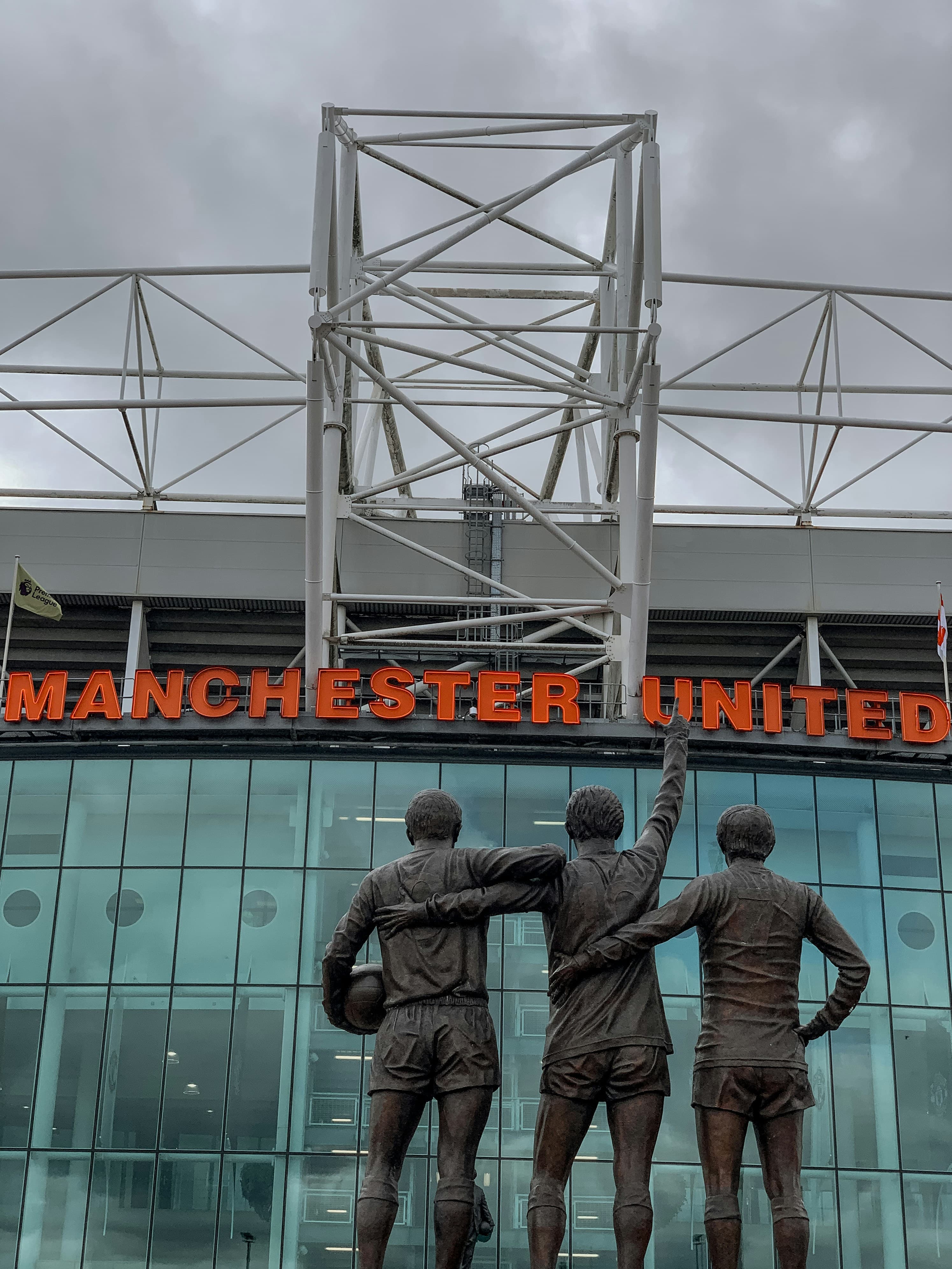 The United Trinity statue outside Old Trafford